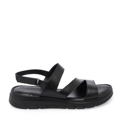 Siyah Deri Kadın Sandalet - K25Y1SN67966-A23 - 3