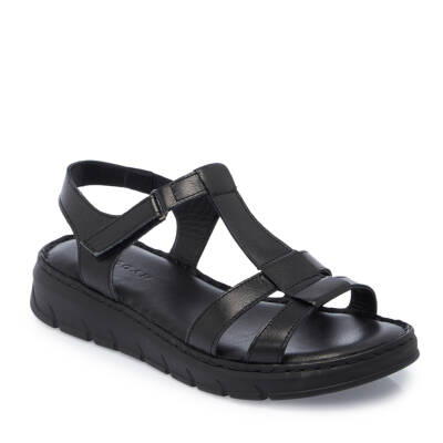 Siyah Deri Kadın Sandalet - K25Y1SN67967-A23 