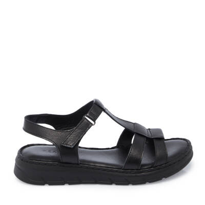 Siyah Deri Kadın Sandalet - K25Y1SN67967-A23 - 3