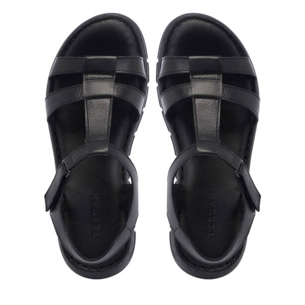 Siyah Hakiki Deri Kadın Sandalet - K25Y1SN67967-A23 - 5