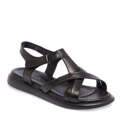 Siyah Deri Kadın Sandalet - K25Y1SN67974-A23 