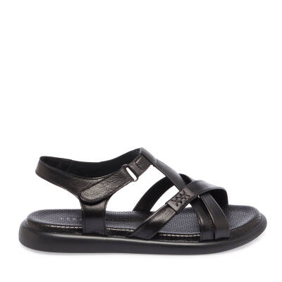 Siyah Deri Kadın Sandalet - K25Y1SN67974-A23 - 3