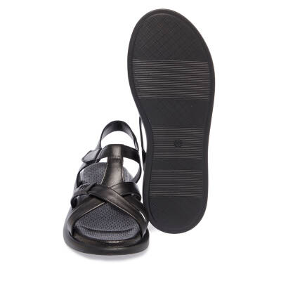 Siyah Deri Kadın Sandalet - K25Y1SN67974-A23 - 4