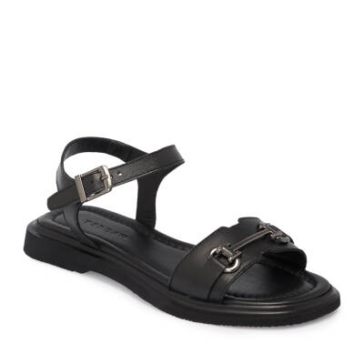 Siyah Deri Kadın Sandalet - K25Y1SN67976-A23 - 1