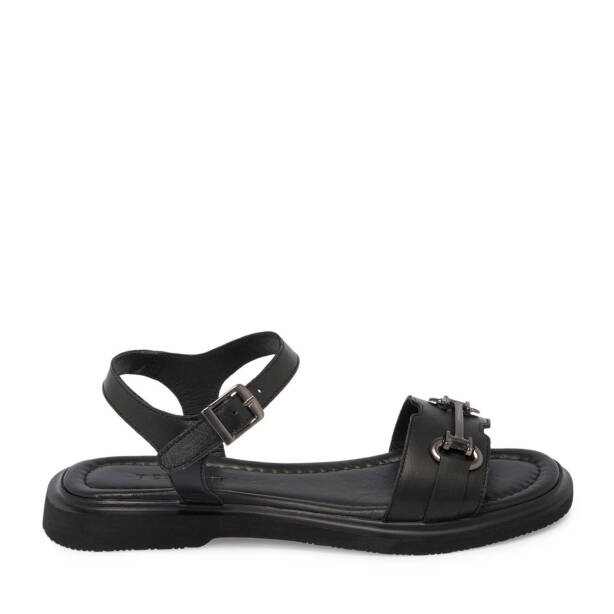 Siyah Hakiki Deri Kadın Sandalet - K25Y1SN67976-A23 - 1