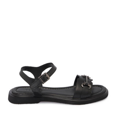 Siyah Deri Kadın Sandalet - K25Y1SN67976-A23 - 3