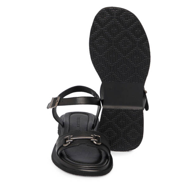 Siyah Hakiki Deri Kadın Sandalet - K25Y1SN67976-A23 - 4