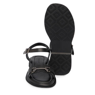 Siyah Deri Kadın Sandalet - K25Y1SN67976-A23 - 4
