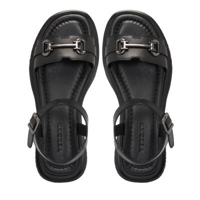 Siyah Deri Kadın Sandalet - K25Y1SN67976-A23 - 5