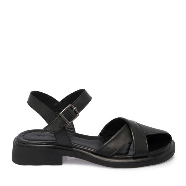 Siyah Hakiki Deri Kadın Sandalet - K25Y1SN67977-A23 - 1