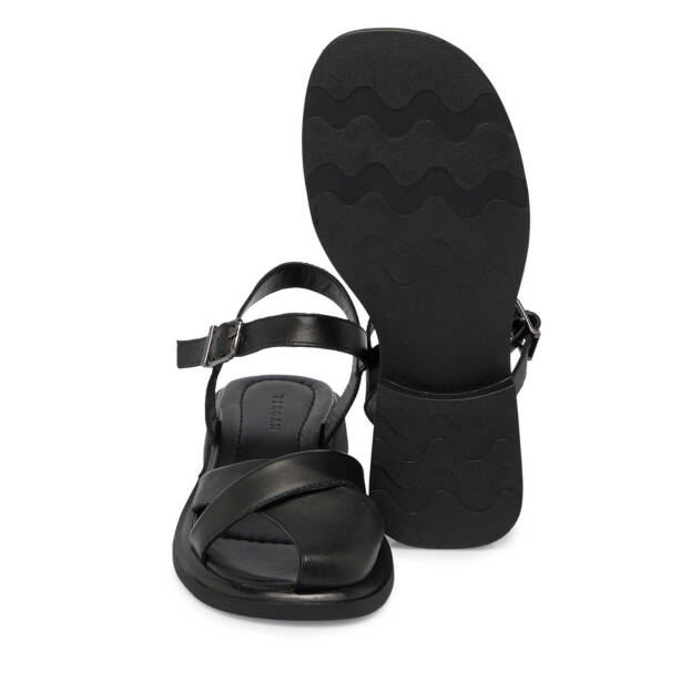 Siyah Hakiki Deri Kadın Sandalet - K25Y1SN67977-A23 - 4