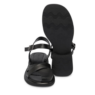 Siyah Deri Kadın Sandalet - K25Y1SN67977-A23 - 4