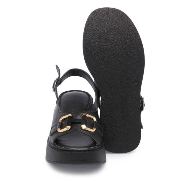 Siyah Hakiki Deri Kadın Sandalet - K25Y1SN67979-A23 - 4