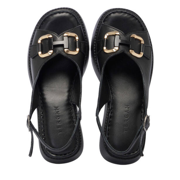 Siyah Hakiki Deri Kadın Sandalet - K25Y1SN67979-A23 - 5