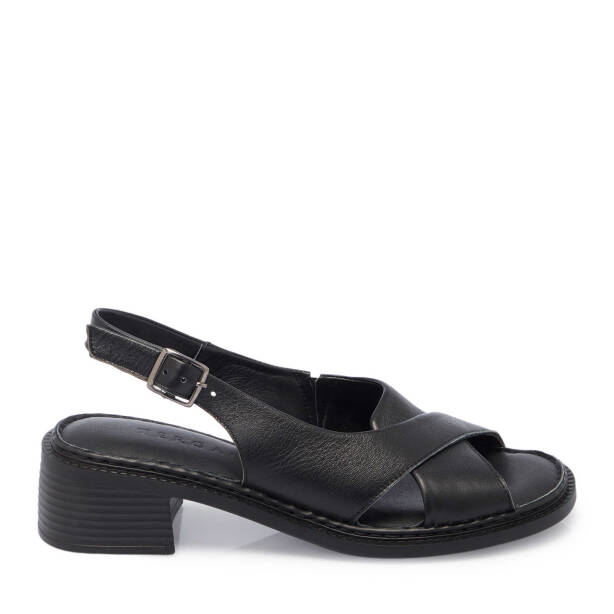Siyah Hakiki Deri Kadın Sandalet - K25Y1SN67980-A23 