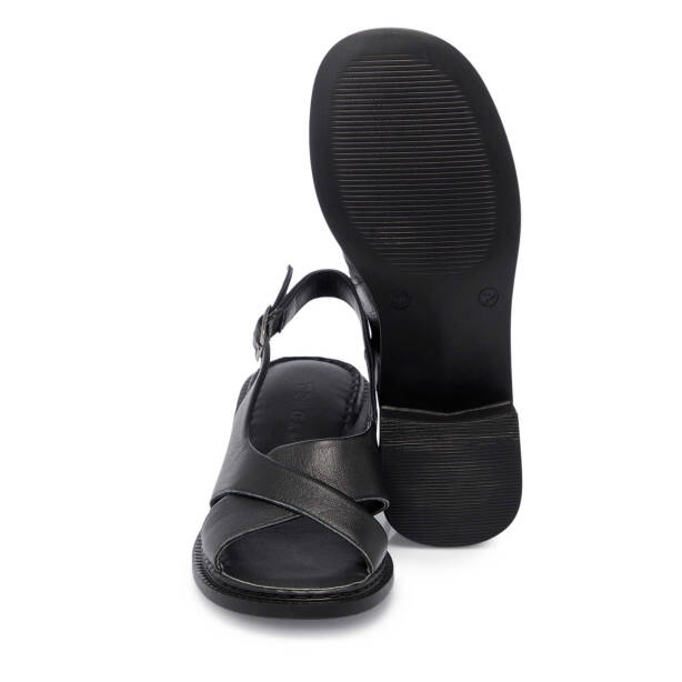 Siyah Hakiki Deri Kadın Sandalet - K25Y1SN67980-A23 - 4