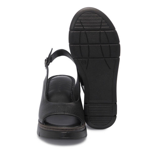 Siyah Hakiki Deri Kadın Sandalet - K25Y1SN67981-A23 - 4