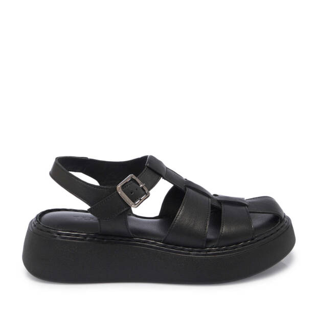 Siyah Hakiki Deri Kadın Sandalet - K25Y1SN67983-A23 - 1