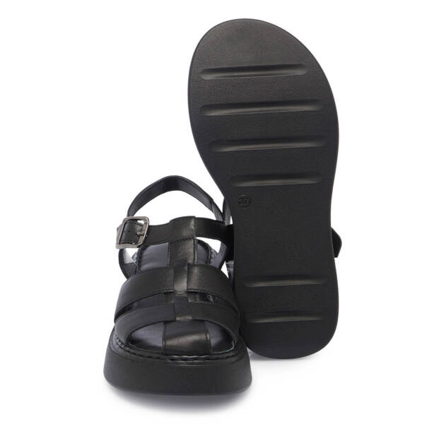 Siyah Hakiki Deri Kadın Sandalet - K25Y1SN67983-A23 - 4