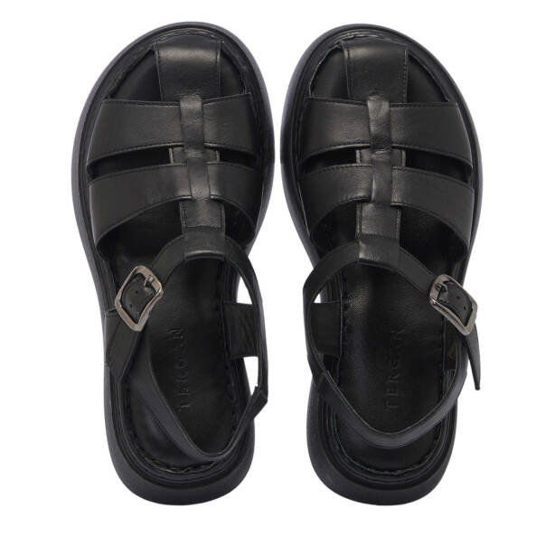 Siyah Hakiki Deri Kadın Sandalet - K25Y1SN67983-A23 - 5