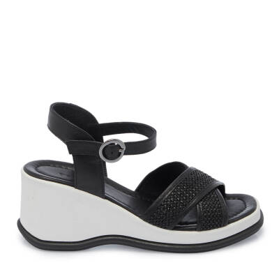 Siyah Deri Kadın Sandalet - K25Y1SN68055-A23 - 3