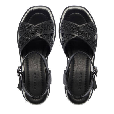 Siyah Deri Kadın Sandalet - K25Y1SN68055-A23 - 5