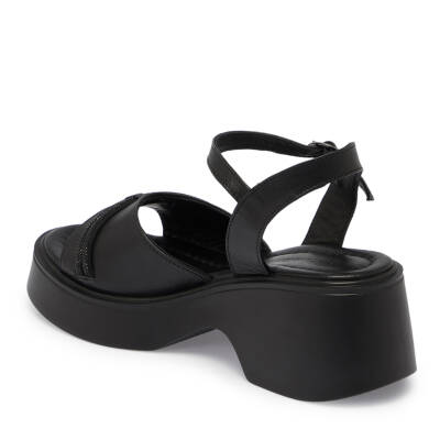 Siyah Deri Kadın Sandalet - K25Y1SN68057-A23 - 2