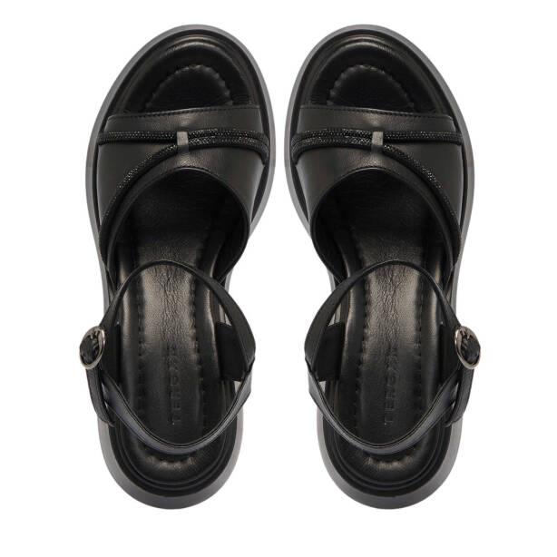 Siyah Hakiki Deri Kadın Sandalet - K25Y1SN68057-A23 - 5