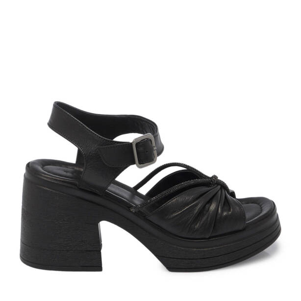 Siyah Hakiki Deri Kadın Sandalet - K25Y1SN68058-A23 - 1