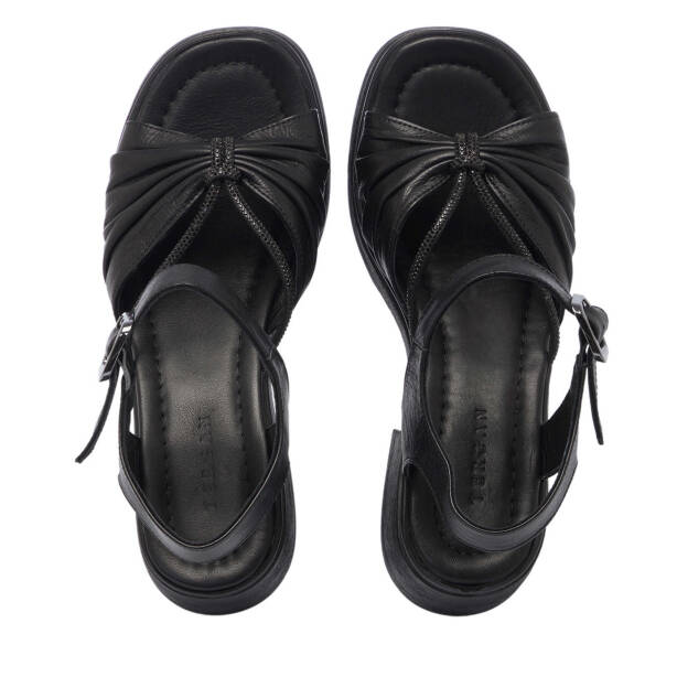 Siyah Hakiki Deri Kadın Sandalet - K25Y1SN68058-A23 - 5