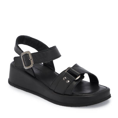 Siyah Deri Kadın Sandalet - K25Y1SN68062-A23 