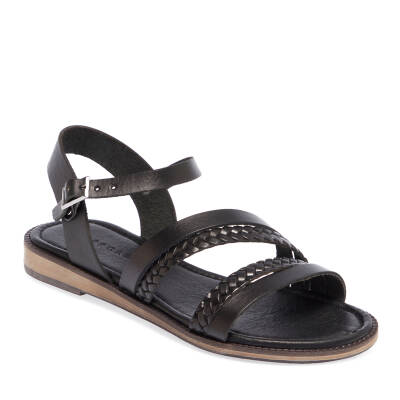 Siyah Deri Kadın Sandalet - K25Y1SN68065-A23 