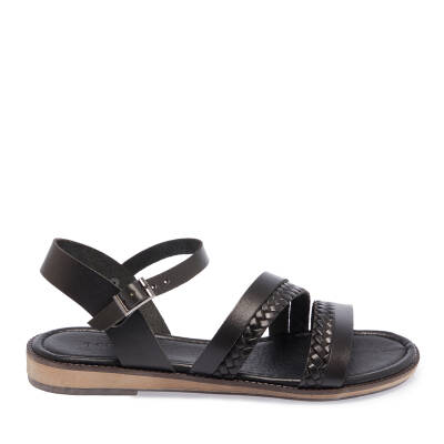 Siyah Deri Kadın Sandalet - K25Y1SN68065-A23 - 3