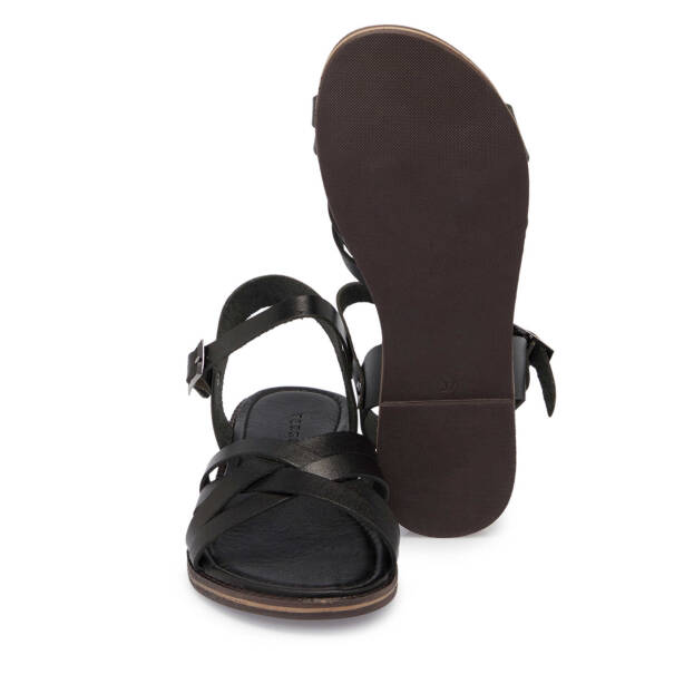 Siyah Hakiki Deri Kadın Sandalet - K25Y1SN68068-A23 - 4