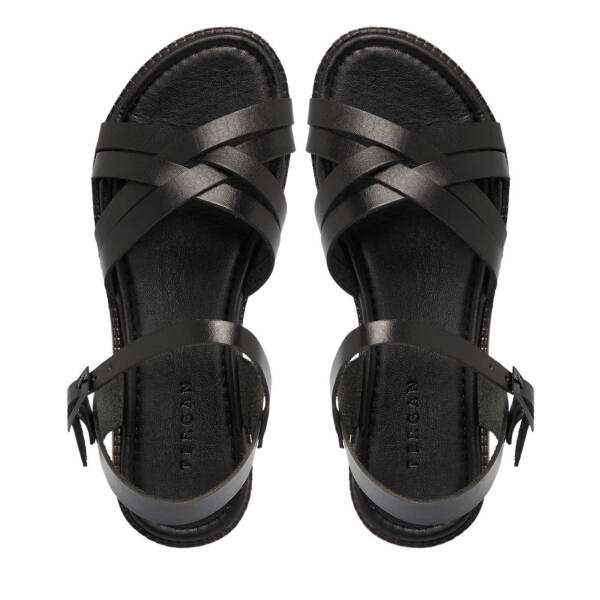 Siyah Hakiki Deri Kadın Sandalet - K25Y1SN68068-A23 - 5