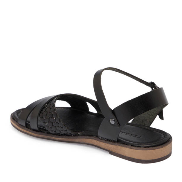 Siyah Hakiki Deri Kadın Sandalet - K25Y1SN68069-A23 - 3