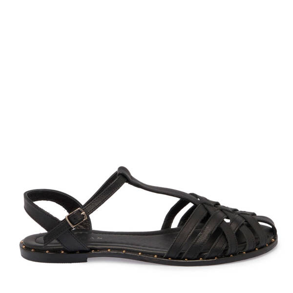 Siyah Hakiki Deri Kadın Sandalet - K25Y1SN68076-A23 - 1