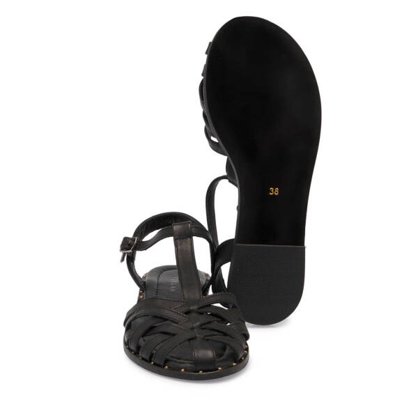 Siyah Hakiki Deri Kadın Sandalet - K25Y1SN68076-A23 - 4