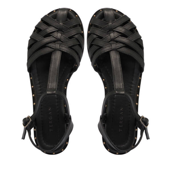 Siyah Hakiki Deri Kadın Sandalet - K25Y1SN68076-A23 - 5