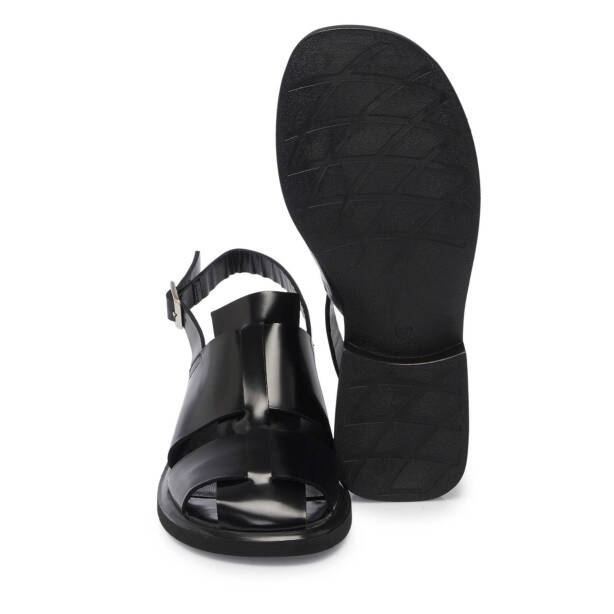 Siyah Deri Kadın Sandalet - K25Y1SN68095-A35 - 4