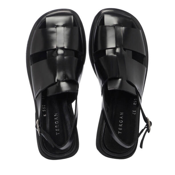 Siyah Deri Kadın Sandalet - K25Y1SN68095-A35 - 5