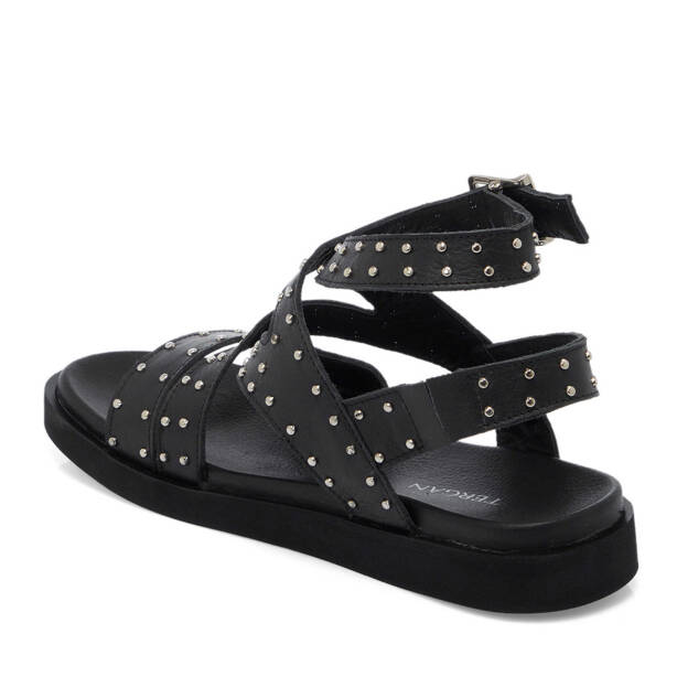 Siyah Deri Kadın Sandalet - K25Y1SN68114-A23 - Tergan