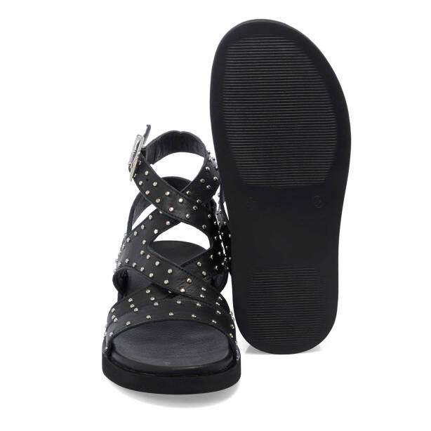 Siyah Deri Kadın Sandalet - K25Y1SN68114-A23 - Tergan