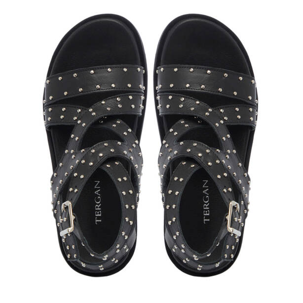 Siyah Deri Kadın Sandalet - K25Y1SN68114-A23 - Tergan