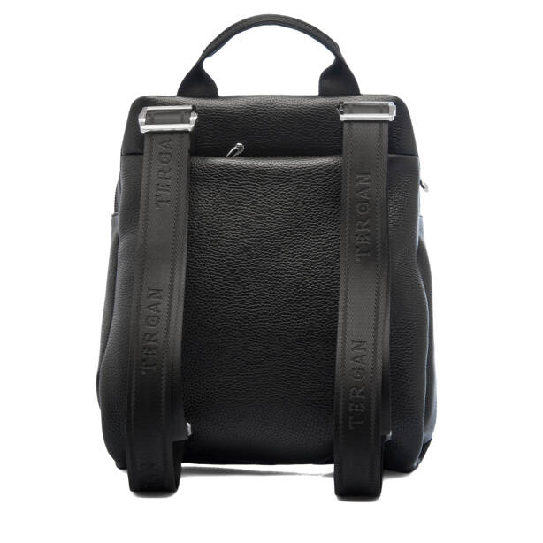 Siyah Hakiki Deri Kadın Sırt Çantası - S1SR00079384-A41 - Tergan