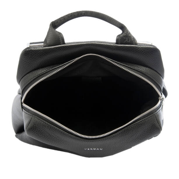 Siyah Hakiki Deri Kadın Sırt Çantası - S1SR00079384-A41 - Tergan