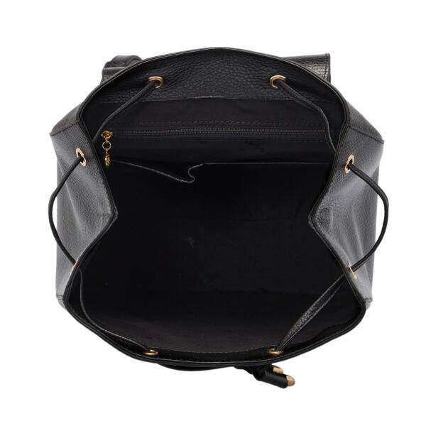 Siyah Deri Kadın Sırt Çantası - S1SR00080456-A41 - 4