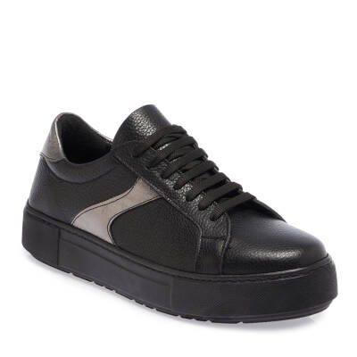  Siyah Deri Kadın Sneaker - K23S1AY66785-A41 - 1