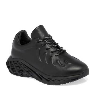  Siyah Deri Kadın Sneaker - K23S1AY67035-A23 