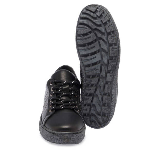 Siyah Deri Kadın Sneaker - K23S1AY67046-C59 - Tergan